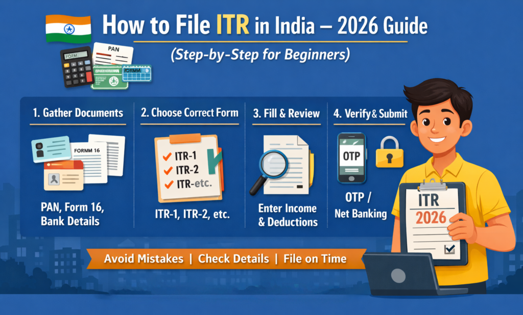 how to file itr in india–2026 guide step by step for beginners